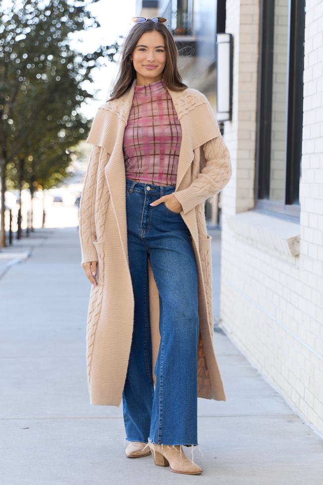 Parker Taupe Cable Knit Duster Cardigan Amber Massey X Pink Lily - Image 5