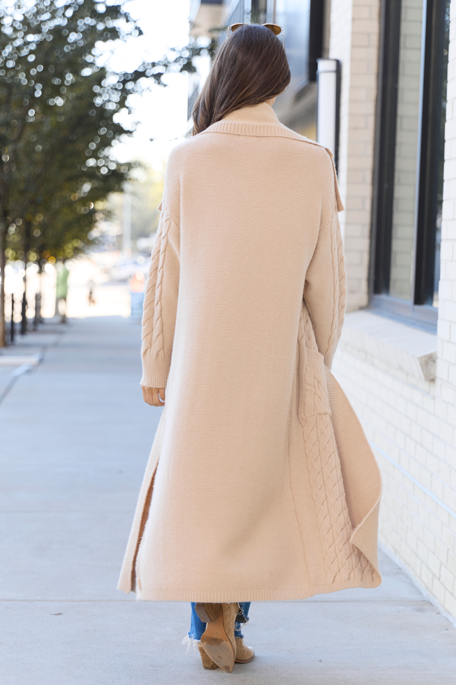 Parker Taupe Cable Knit Duster Cardigan Amber Massey X Pink Lily - Image 8