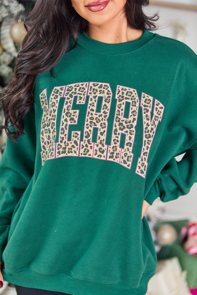 Merry Block Leopard Evergreen Graphic Sweatshirt - Image 2
