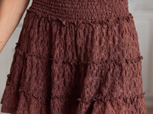 Through The Garden Brown Lace Mini Skort