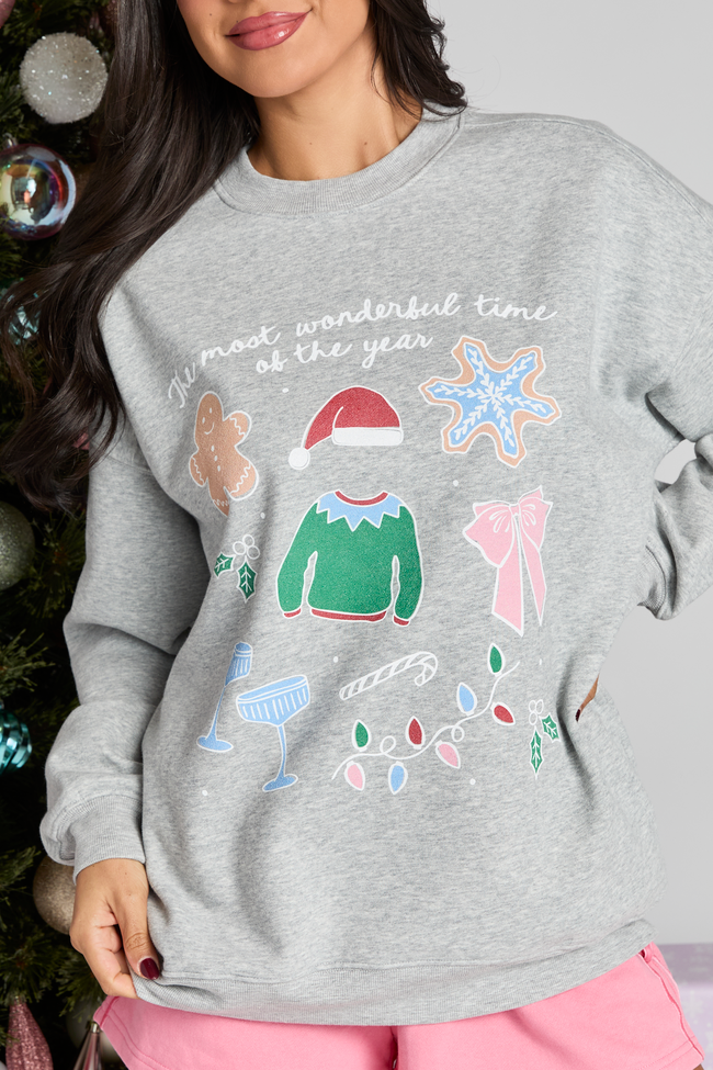 It's The Most Wonderful Time Of The Year Light Grey Graphic Sweatshirt - Image 2