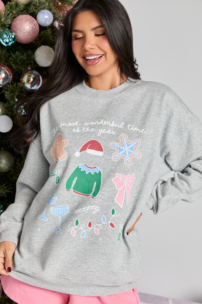 It's The Most Wonderful Time Of The Year Light Grey Graphic Sweatshirt - Image 4