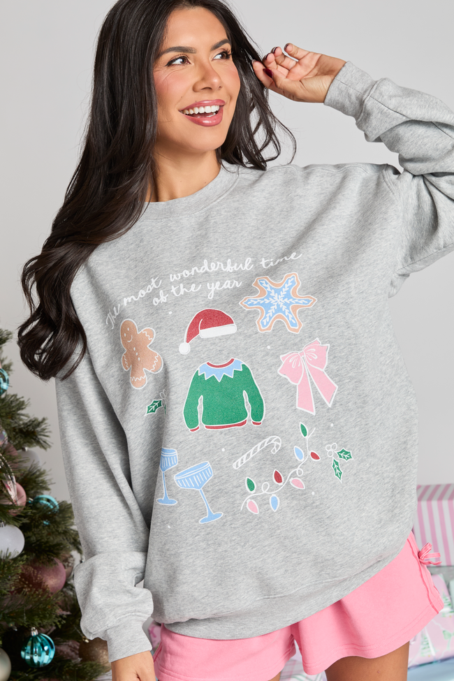It's The Most Wonderful Time Of The Year Light Grey Graphic Sweatshirt