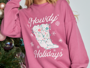 Howdy Holidays Rose Graphic Sweatshirt