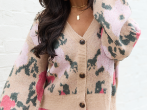 Priya Tan Floral Cheetah Cardigan
