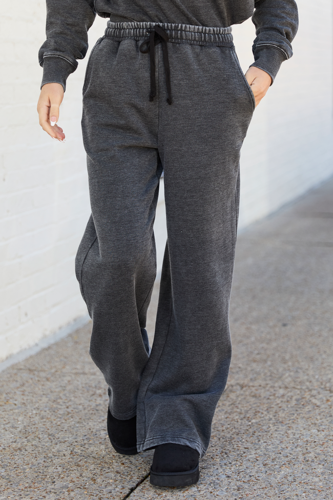 Learn As You Go Black Acid Washed Sweatpants - Image 2