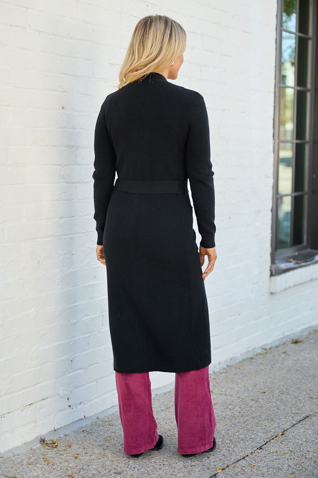 Norah Black Button Down with Tie Long Cardigan - Image 4