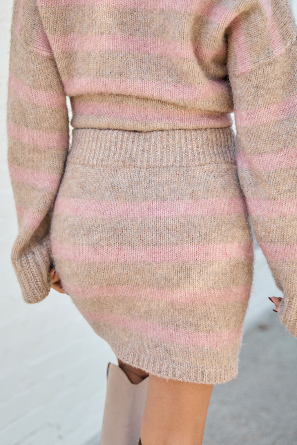 Steffy Pink Striped Sweater Skirt - Image 4
