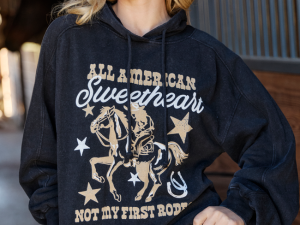 American Sweetheart Black Oversized Graphic Hoodie