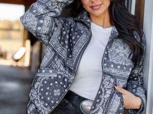 Kayla Bandana Print Puffer Coat