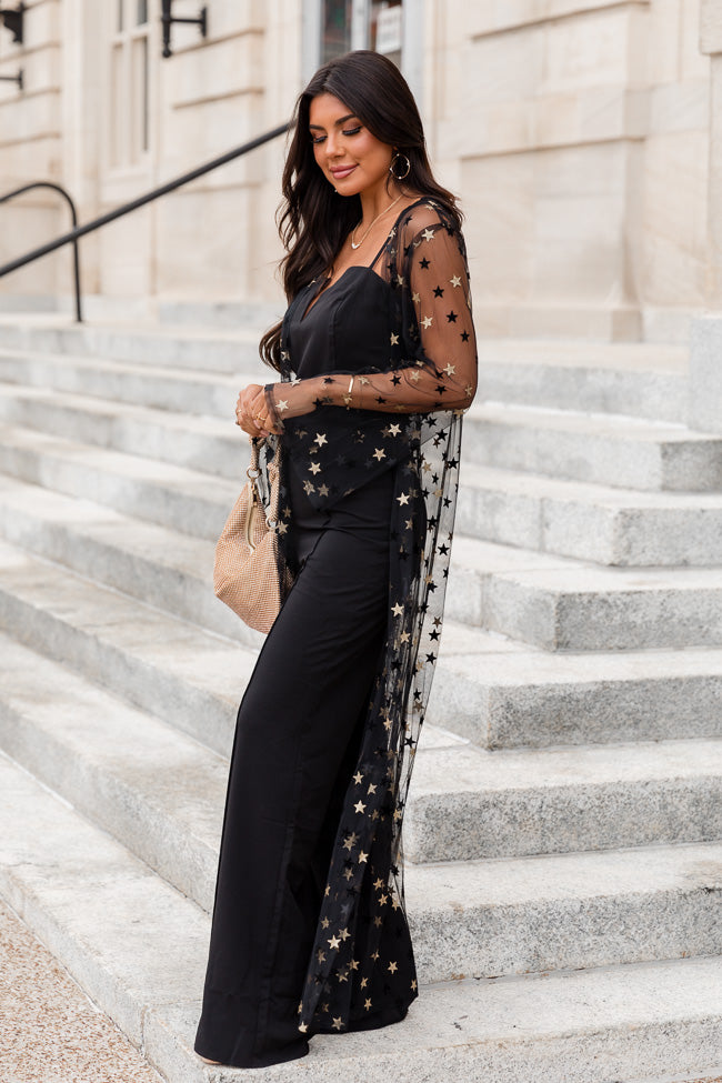 Backstage Pass Black Mesh Star Embellished Kimono FINAL SALE - Image 3