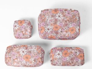 Retro Floral Travel Pouch Set FINAL SALE