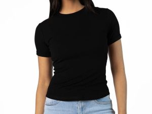 Everyday Essential Black Ribbed Crew Neck Tee FINAL SALE