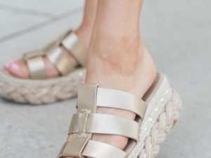 Sidney Gold Distress Slip-on Platform Sandals FINAL SALE