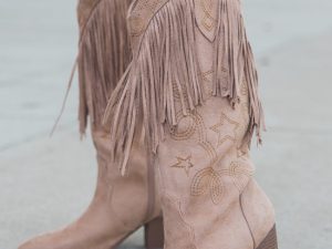 Fancy Suede Brown Fringe and Stars Boots FINAL SALE