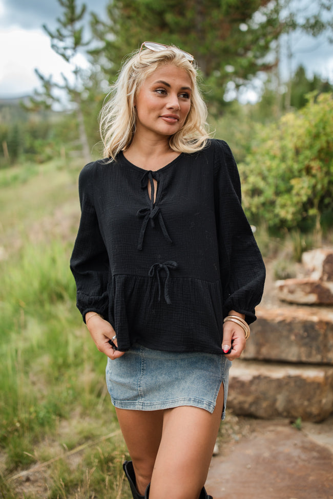 Close To Me Black Bow Detail Blouse FINAL SALE - Image 7