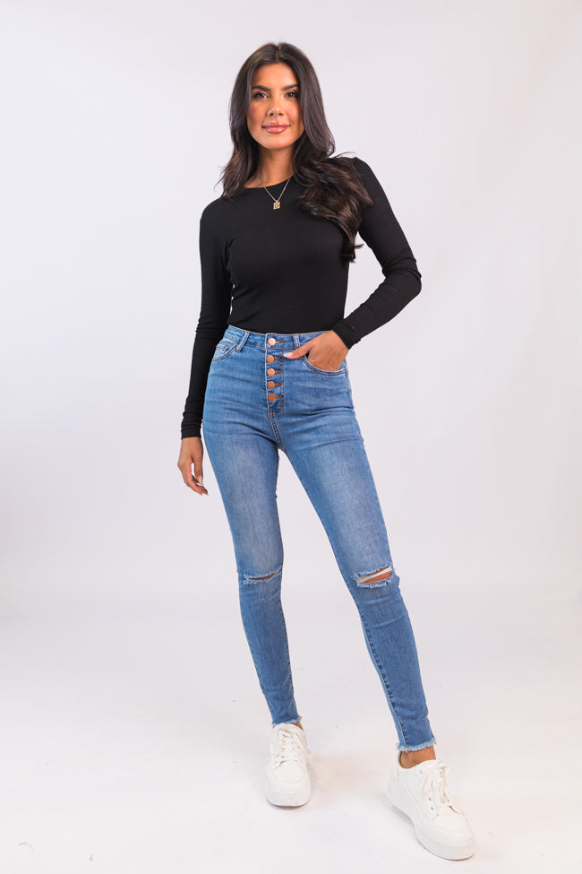 Chelsie Light Wash Busted Knee Jeans FINAL SALE