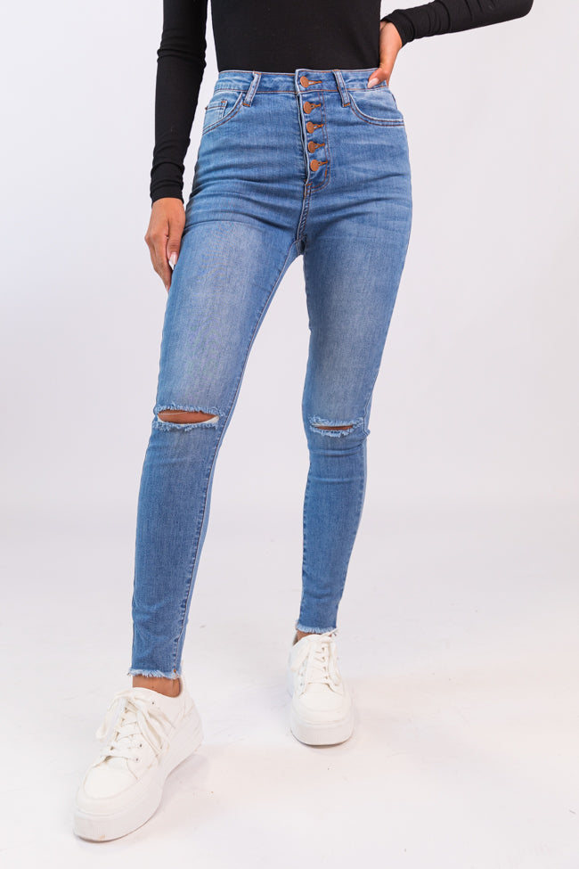 Chelsie Light Wash Busted Knee Jeans FINAL SALE - Image 2