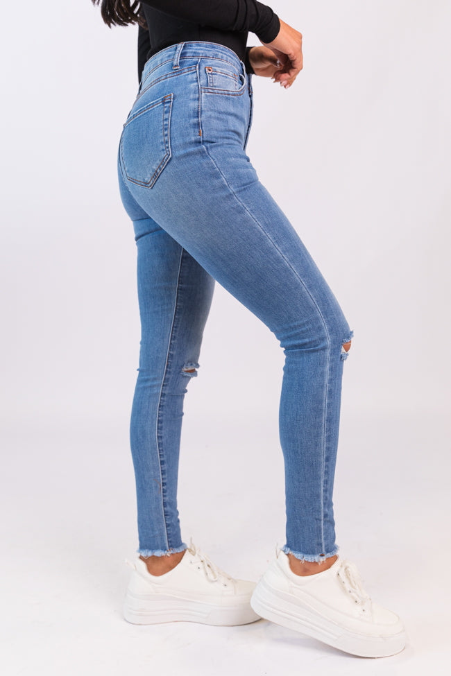 Chelsie Light Wash Busted Knee Jeans FINAL SALE - Image 3