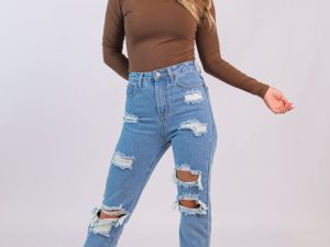 Megan Light Wash Distressed Straight Leg Mom Jeans FINAL SALE