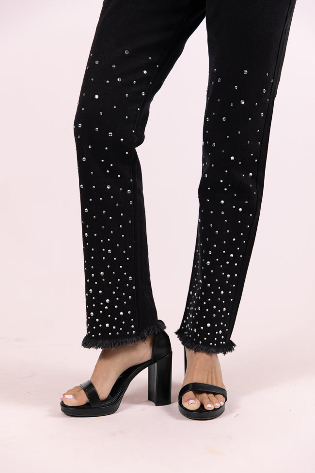 LaDonna Black Rhinestone Detail Jeans FINAL SALE - Image 3
