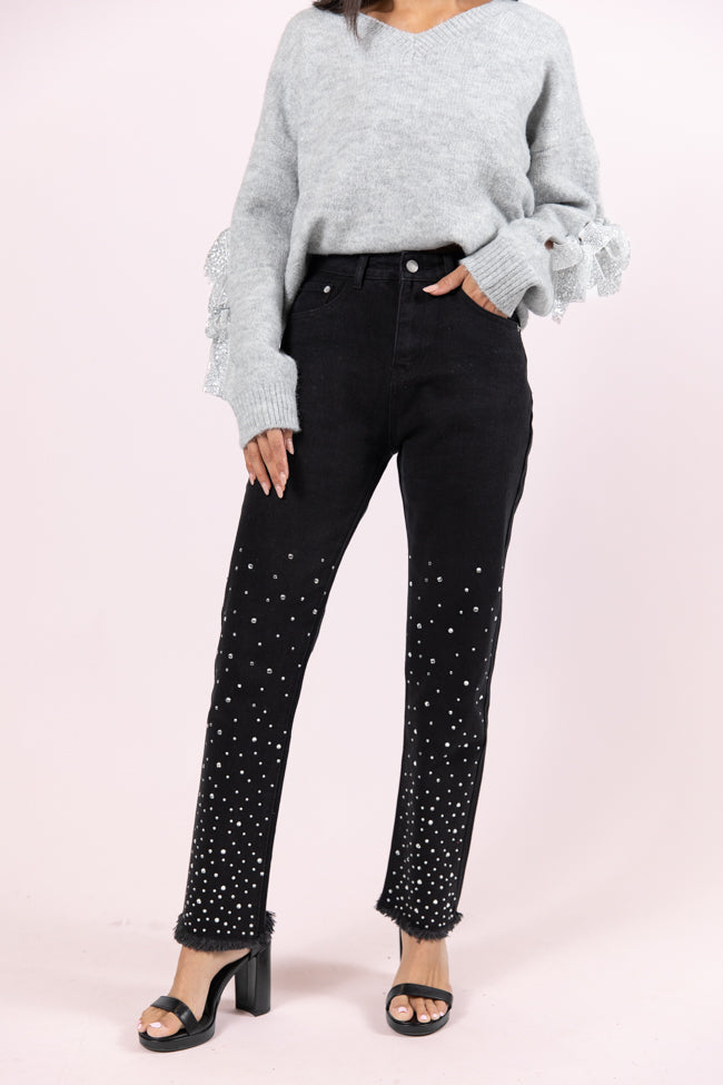 LaDonna Black Rhinestone Detail Jeans FINAL SALE