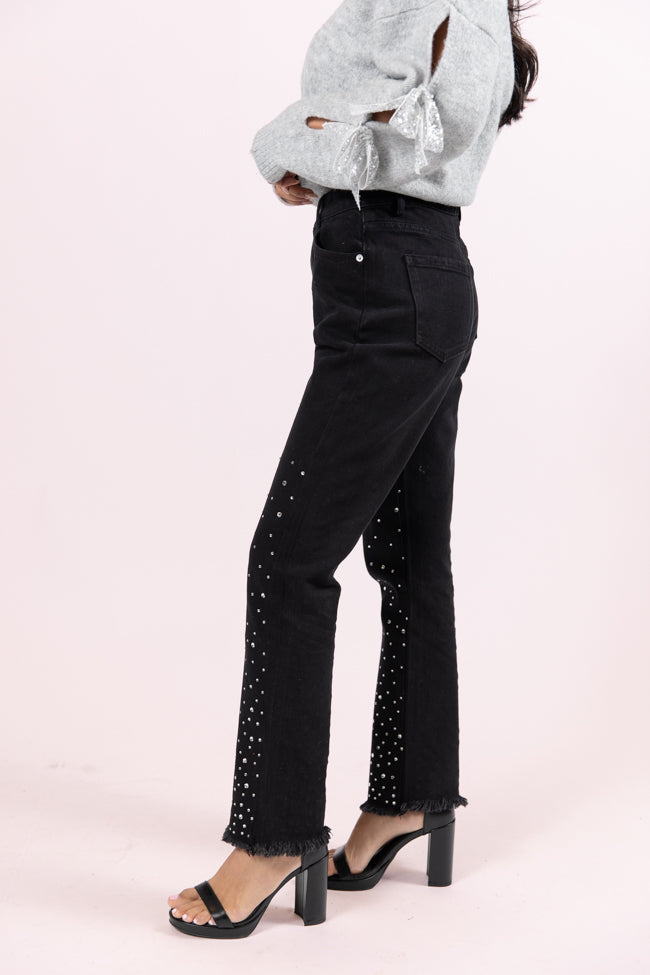 LaDonna Black Rhinestone Detail Jeans FINAL SALE - Image 4