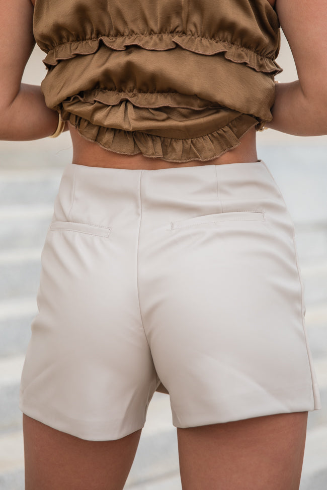 Around It All Cream Faux Leather Wrap Skort FINAL SALE - Image 8
