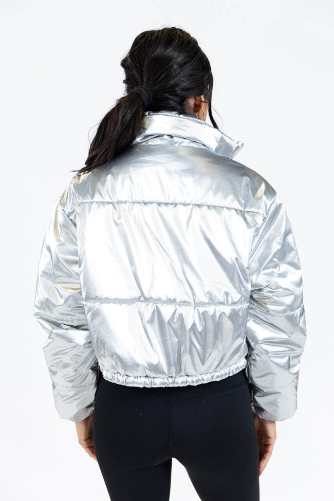 Keep Me Warm Silver Chrome Puffer Jacket FINAL SALE - Image 6