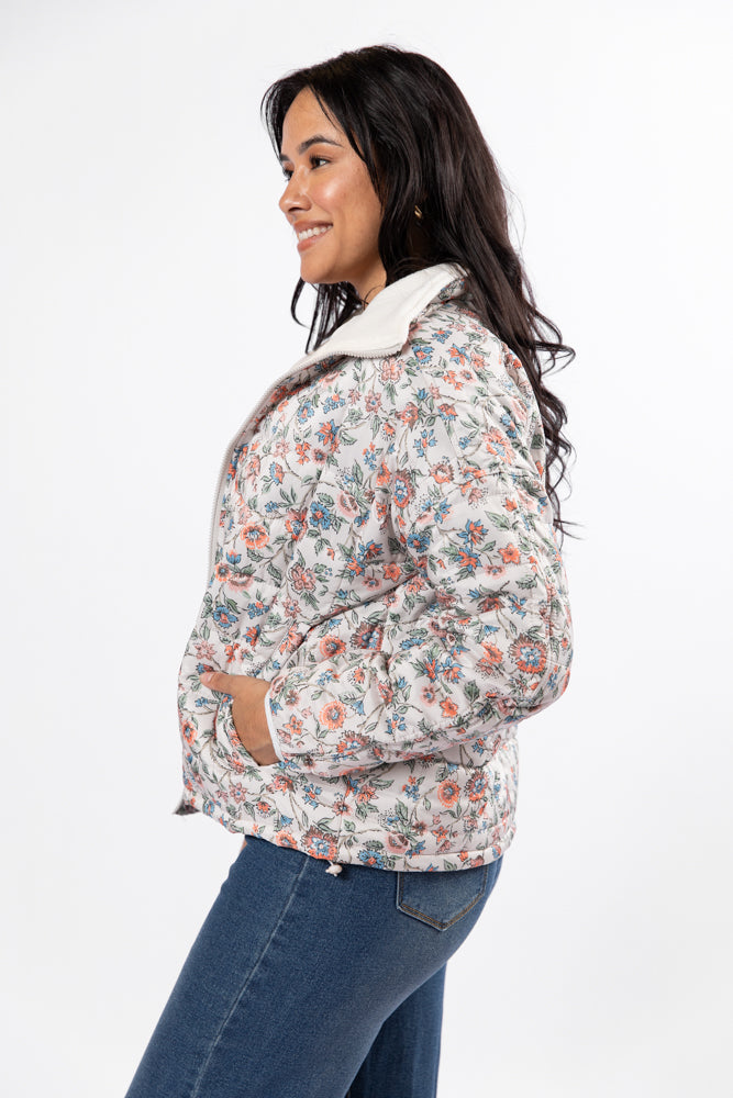 Vail Valley Pink Ivory Multi Floral Quilted Zip Up Jacket FINAL SALE - Image 6
