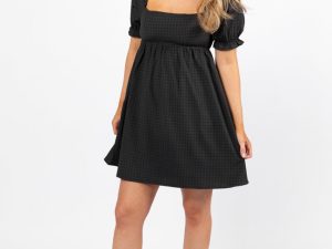 All My Days Black Square Neck Printed Mini Dress FINAL SALE