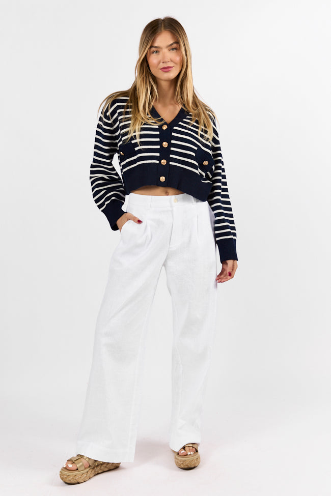 Back In Style Navy and Ivory Striped Cardigan FINAL SALE - Image 2