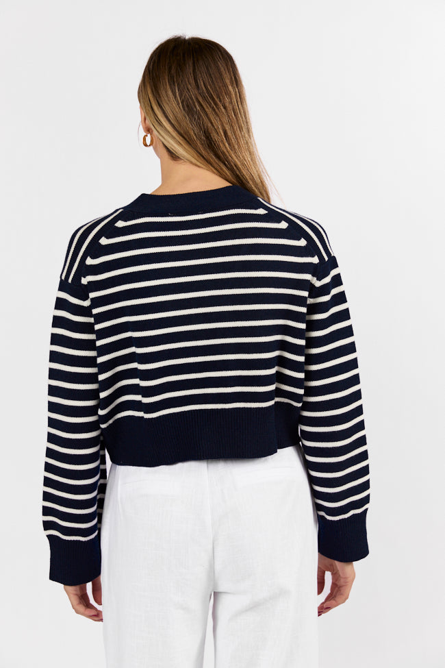 Back In Style Navy and Ivory Striped Cardigan FINAL SALE - Image 5