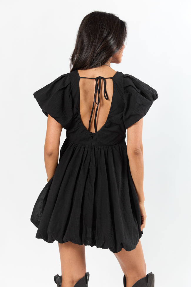 Almost Daylight Black Bubble Hem Mini Dress FINAL SALE - Image 3