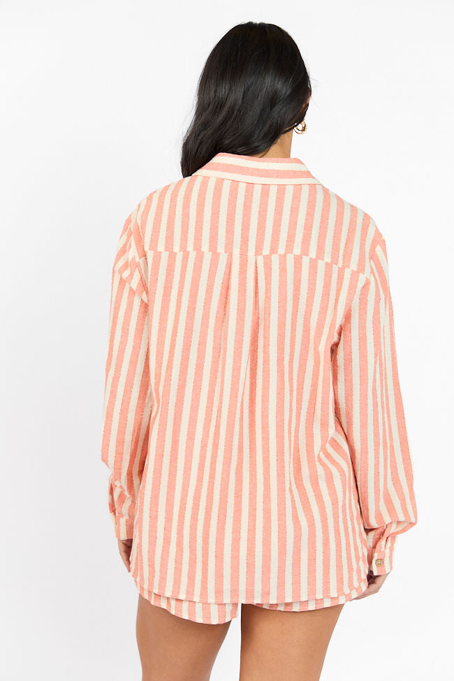 With The Tide Coral Striped Button Up Top FINAL SALE - Image 8
