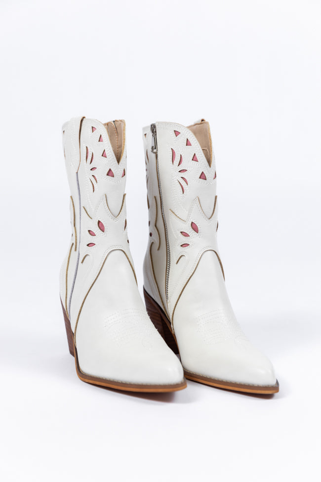 Dallas White Pointed Toe Booties FINAL SALE - Image 5
