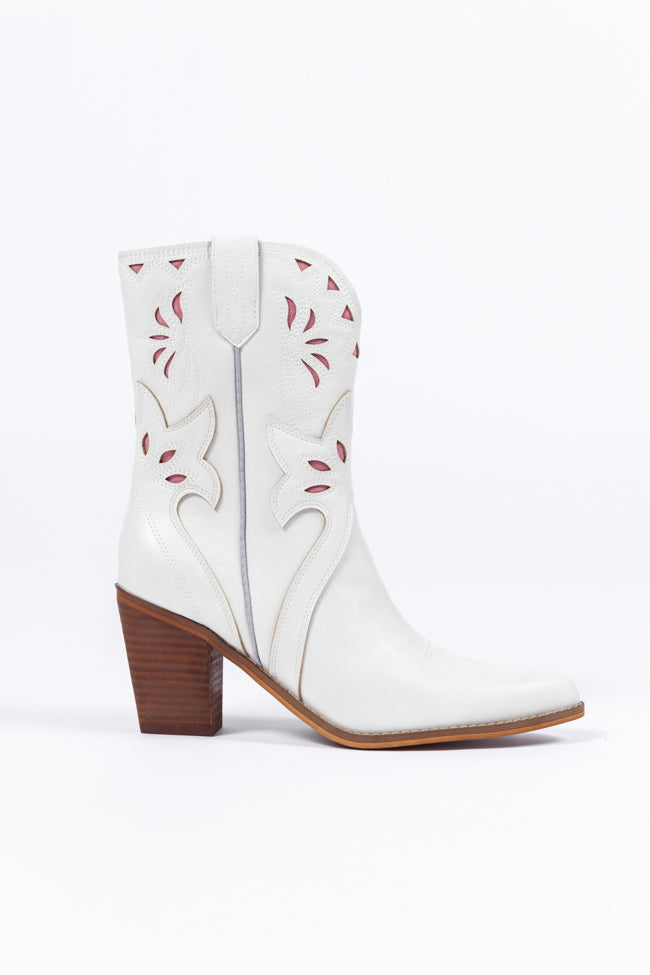 Dallas White Pointed Toe Booties FINAL SALE - Image 2