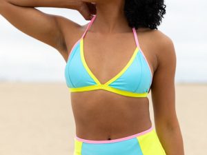 Sunny Coast Blue Colorblock Triangle Bikini Top FINAL SALE