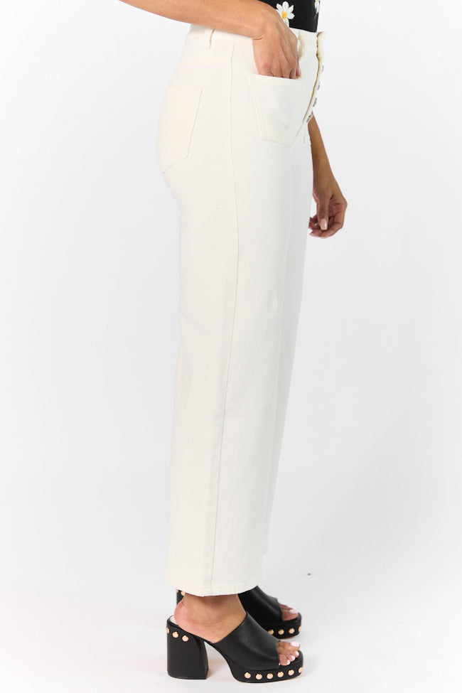 Sutton White Wide Leg Patch Pocket Jeans FINAL SALE - Image 4