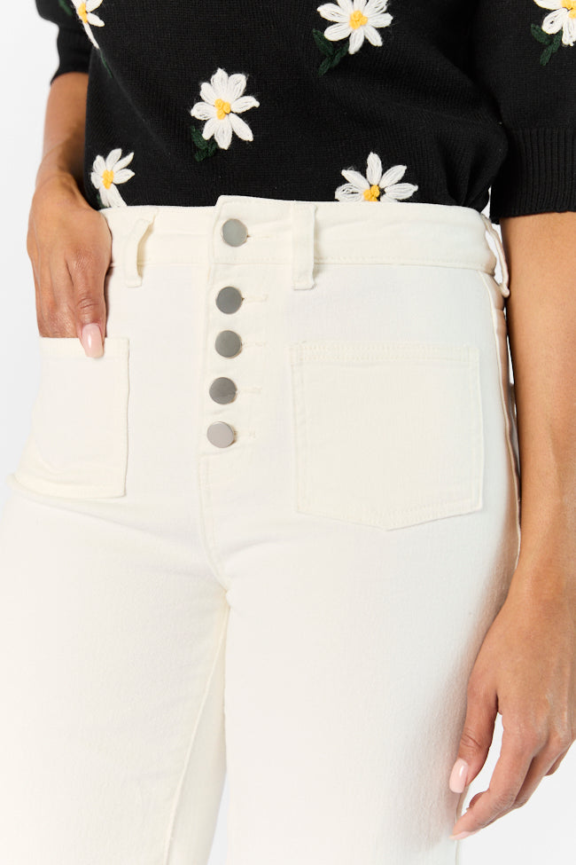 Sutton White Wide Leg Patch Pocket Jeans FINAL SALE - Image 3