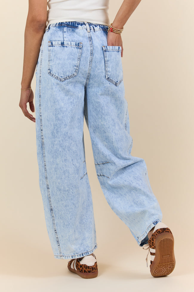 Bella Light Wash Pull On Barrel Jeans FINAL SALE - Image 5