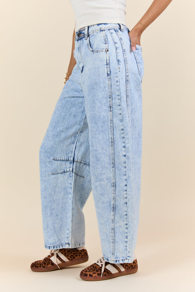 Bella Light Wash Pull On Barrel Jeans FINAL SALE - Image 4