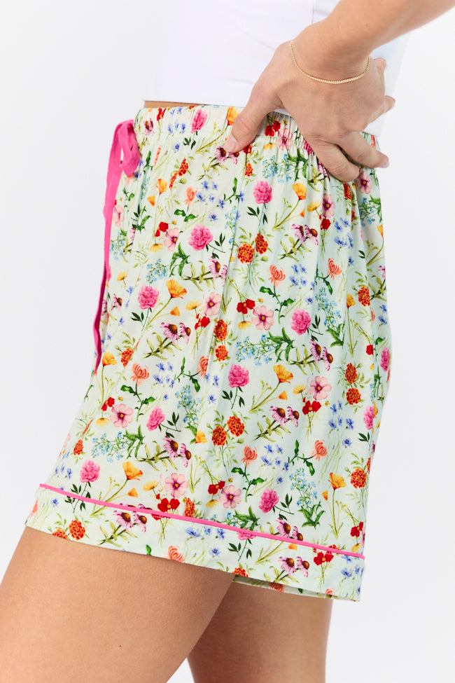 Good To Get Away Botanical Floral Pajama Shorts FINAL SALE - Image 3