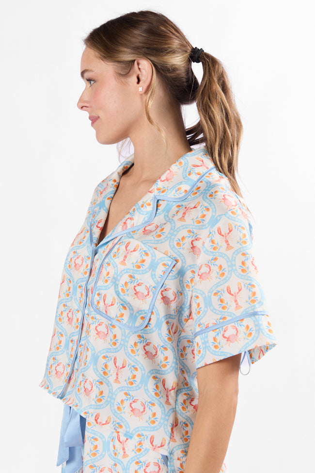 Rest Up In The Cutest Catch Satin Pajama Top FINAL SALE - Image 5