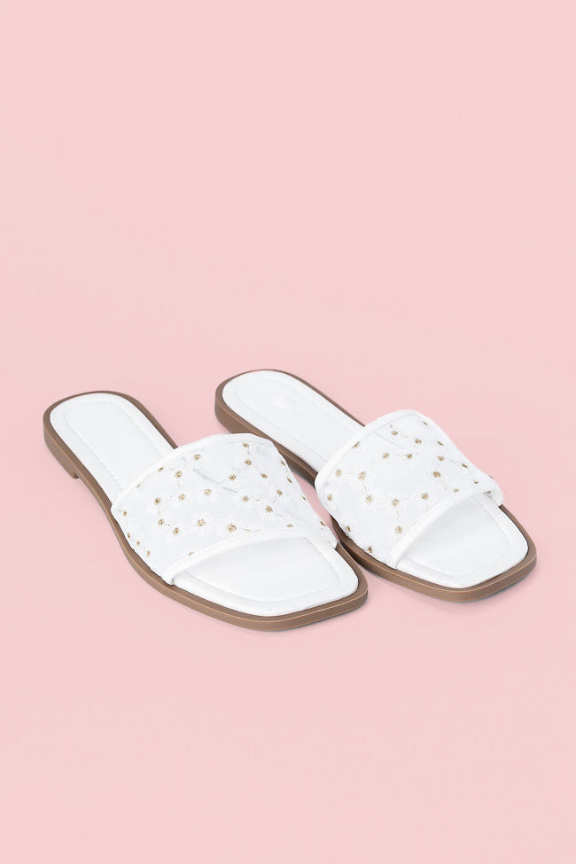Adeline White Mesh Floral Sandals FINAL SALE - Image 2