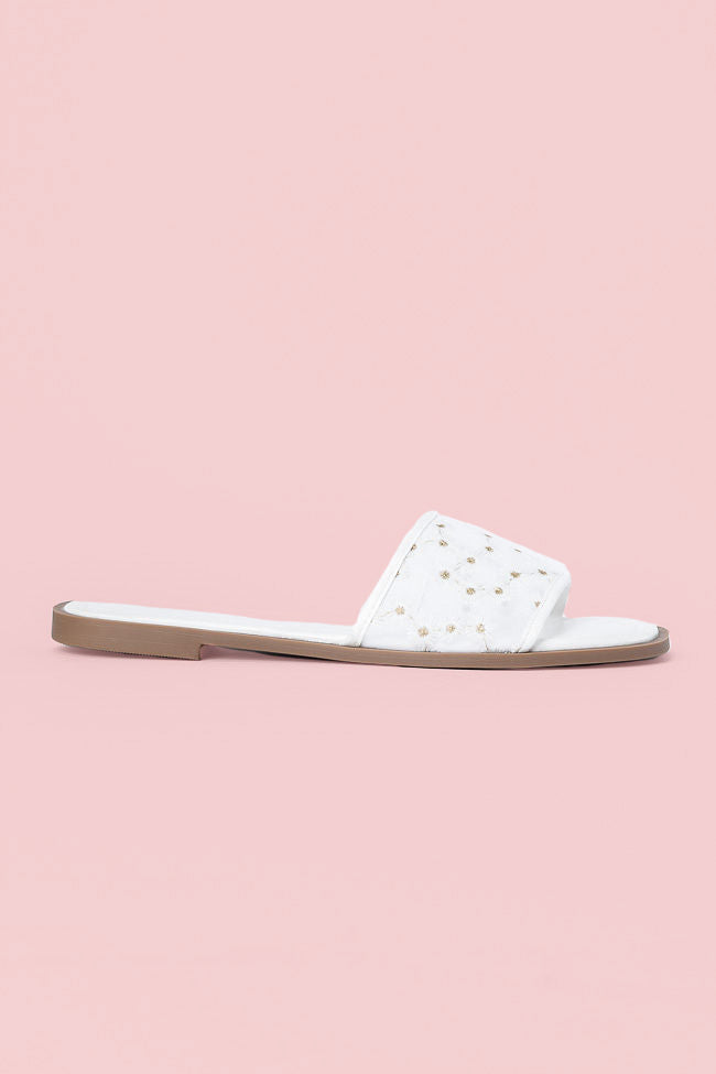 Adeline White Mesh Floral Sandals FINAL SALE - Image 3