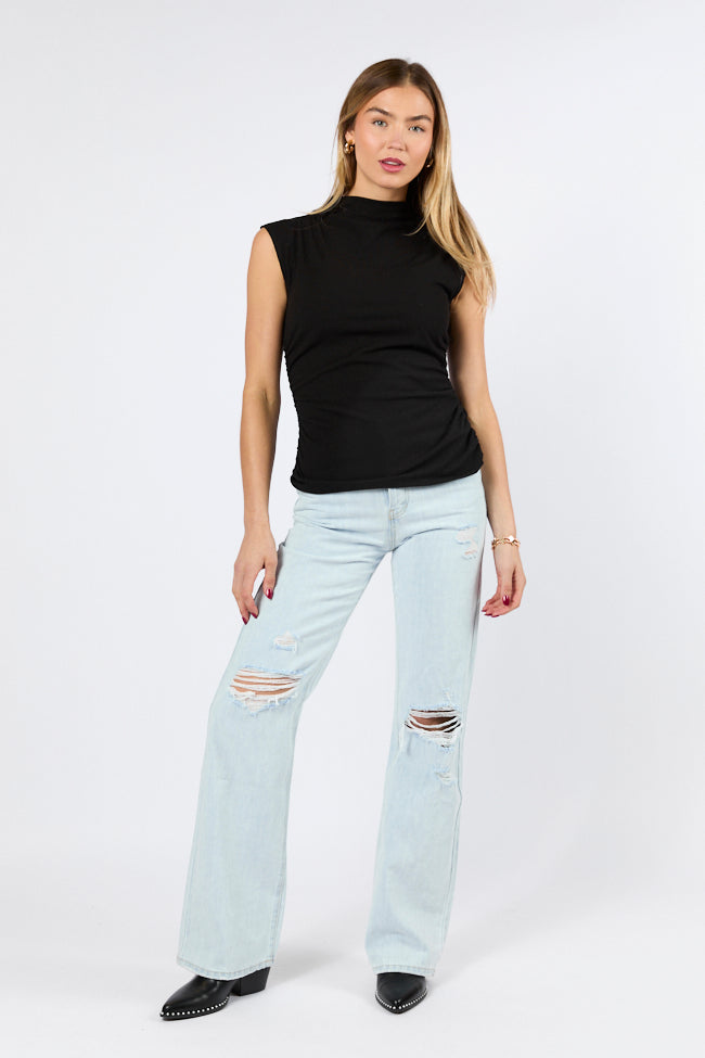 Karter Light Wash Wide Leg Distressed 90s Flare Jeans FINAL SALE - Image 2