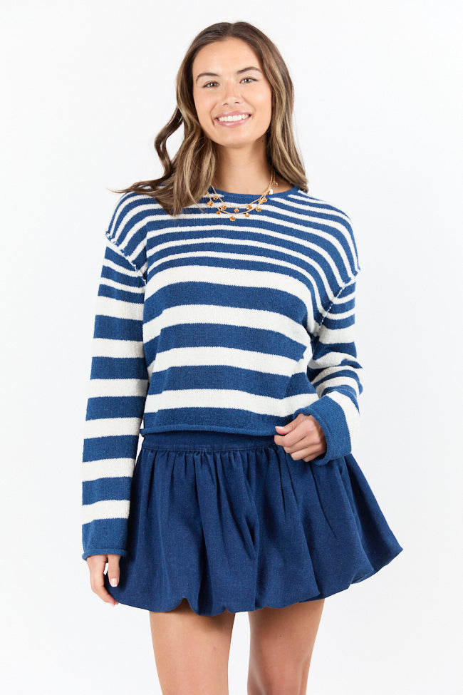 All Decked Out Navy Lightweight Striped Sweater FINAL SALE