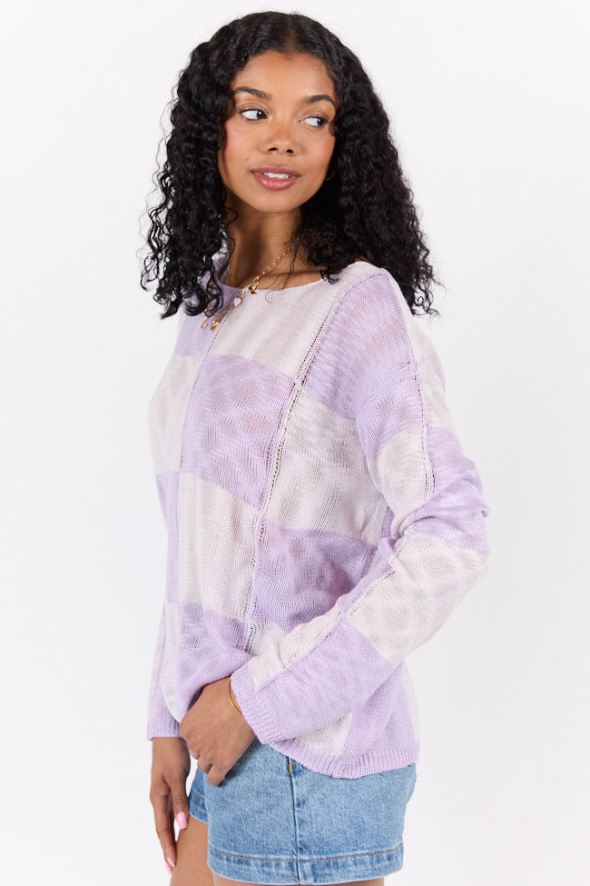Sunset Key Purple Checkered Sweater FINAL SALE - Image 4