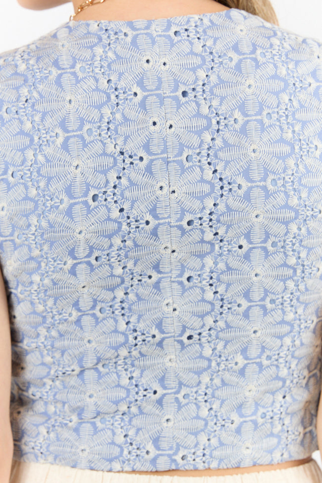 Boardwalk Sunshine Blue Embroidered Vest Top FINAL SALE - Image 6
